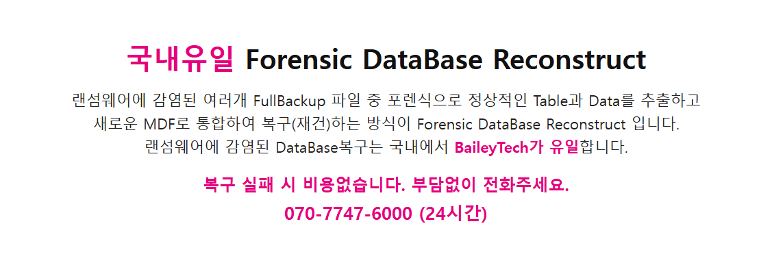 클라우드서버 MSSQL DB랜섬웨어 복구 성공사례 복구 자료 6